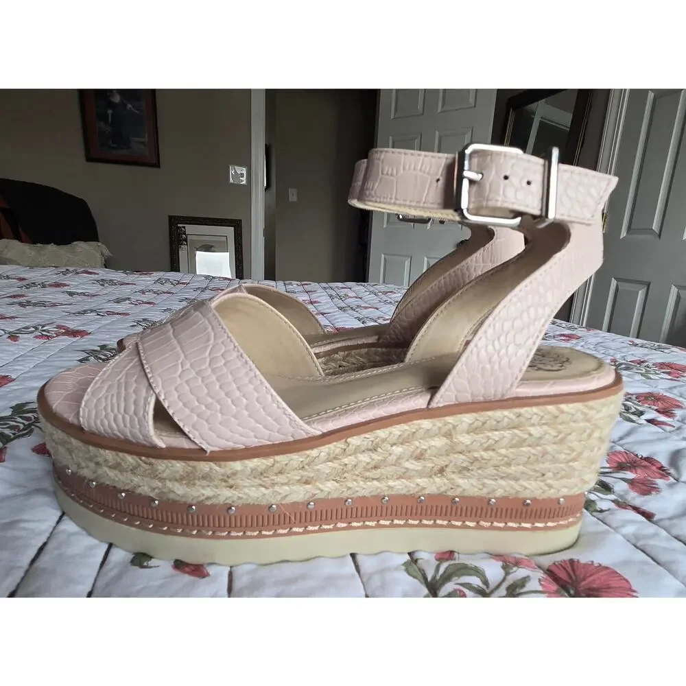 Vince Camuto Women's Peach Espadrilles Platform Wedged Criss Cross Sandals 7M - Picture 2 of 7